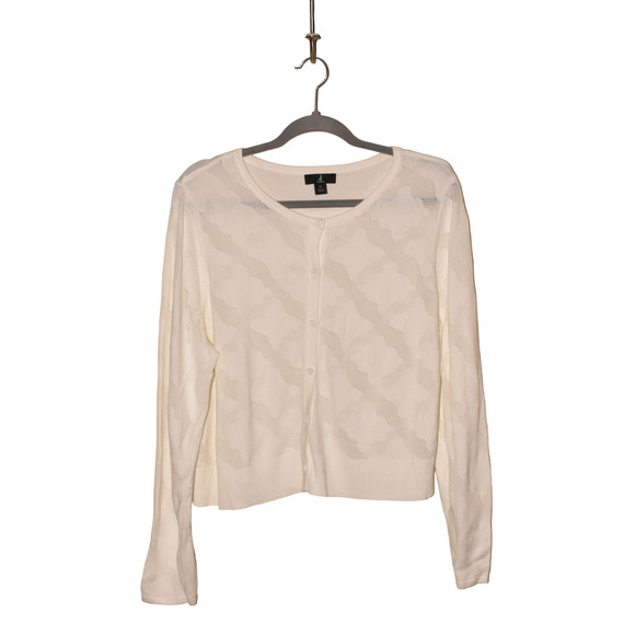 J JASON WU NEW $61 Jacquard Cropped Cardigan in White 1X - Picture 1 of 4